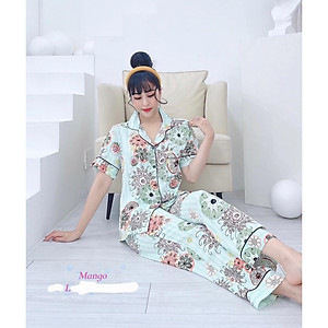 Đồ Bộ Pijama Lụa Mango Cao Cấp Tay Ngắn Quần Dài (vàng/đỏ/đen/xanh/dâu/bơ/vân) đủ size dưới 65Kg