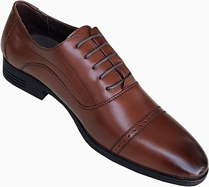 Giày tây nam Trường Hải da bò cao cấp nâu cao 4cm đế cao su GT447