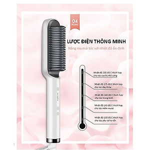 Lược Điện Chải Tóc, Công Suất 45W, Giúp Tóc Bồng Bềnh, Óng Mượt; Làm Xoăn, Duỗi Thẳng Dễ Dàng, Có Đèn Cảnh Báo Nhiệt Độ, Tăng Giảm Nhiệt Độ Dễ Dàng- Hàng Chính Hãng