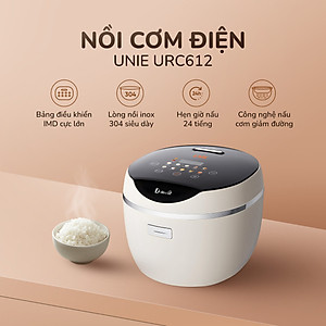 Nồi cơm điện tử UNIE URC612 ,công nghệ nấu cơm giảm đường, lòng nồi inox 304, dung tích 1,2L,công suất 500W, hàng chính hãng BH 12 tháng 