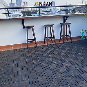 Vỉ Gỗ Lót Sàn Ban Công Thương Hiệu ANKAN Gu Màu Đen 12 Nan, Ván Lót Sàn Gỗ Tự Nhiên Dùng Để Lót Sân Vườn, Hồ Bơi, Phòng Spa, Siêu Bền, Chịu Nước Tốt, Chống Trơn Trượt, Tiêu Chuẩn Xuất Khẩu