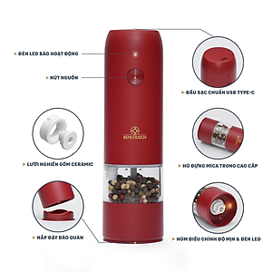 Máy Xay Tiêu Tự Động Bằng Điện Benchusch Màu Trắng/ Đen/ Xanh/ Đỏ