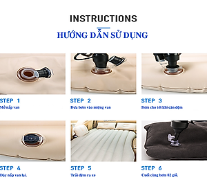 Đệm Hơi Xe Ô Tô Nệm Hơi Dùng Cho Xe 4 - 5- 7 Chỗ Xe Bán Tải Tặng Kèm Bơm Hơi Phù Hợp Vợi Mọi Dòng Xe