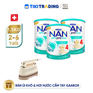 Bộ 3 lon Sữa bột NAN OPTIPRO PLUS 4 Nestle Bé 2-6 tuổi 1500g/lon Giúp tiêu hóa tốt