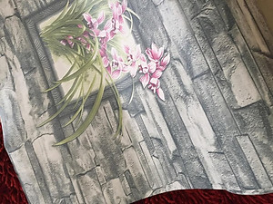 5m giấy decal hoa lan trên nền gạch xám DTL56(60x500cm)