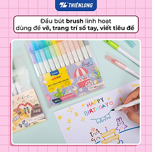 Bút lông 5/12/24 màu Cotton Candy - Hygee - Blooming - Cherry Blossom đầu Brush Thiên Long Colokit