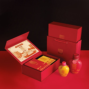 Đặc Sản Phan Thiết - Set 1 Giỏ Quà Đậm Đà Tình Thân Nước Mắm Tôm Biển Bình Gốm Đỏ 60N Và Cá Cơm Ruột Đỏ Bình Gốm Vàng 60N
