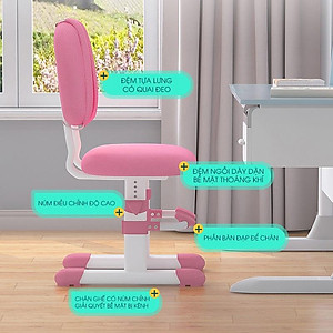 Ghế học sinh có quai đeo chống gù, kệ để chân, tùy chỉnh độ cao, bọc vải lưới thoáng khí - BHS288
