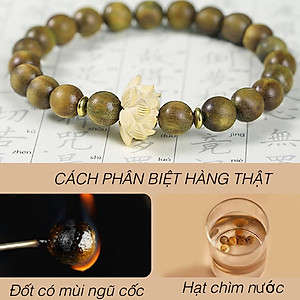 VÒNG TAY GỖ ĐÀN HƯƠNG XANH ĐỔI MÀU VÀ HOA SEN GỖ HOÀNG DƯƠNG
