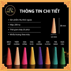 Trầm hương nụ khói ngược cháy 20 phút dùng cho lư xông trầm, thác khói trầm hương nhiều hương 200 nụ