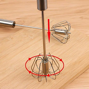 Dụng Cụ Đánh Trứng Cầm Tay Dạng Ấn Trục Xoay Tự Động - Chất Liệu Thép Không Gỉ 304 Cao Cấp - Chính Hãng MINIIN