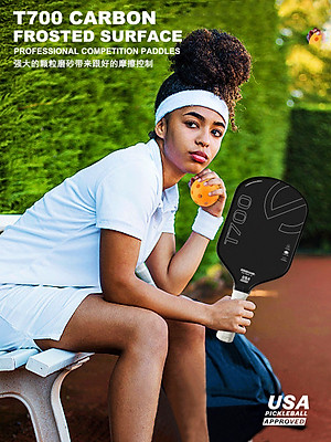 Vợt Pickleball Mặt Nhám T700 Cacbon Siêu Bền, Đồ Dày Vợt 16mm Đại Nam Sport + Tặng Kèm Túi Chống Sốc Và 4 Bóng