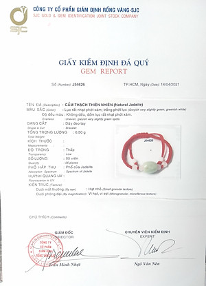 Combo Vòng đeo tay chỉ đỏ đính 5 hạt Ngọc Cẩm Thạch thiên nhiên 100%, Chu vi vòng 22cm, thiết kế co giãn, Kèm bản Photocopy GIẤY KIỂM ĐỊNH CỦA SJC LAB (Full mã số), KÈM túi đựng Cung Hỷ - MẪU CROWX.436B