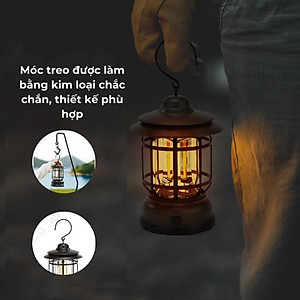 Đèn Cắm Trại, Đèn Camping Phong Cách Cổ Điển, Đèn Pin Sạc Tích Điện USB, Đèn Măng Xông - Hàng Nhập Khẩu