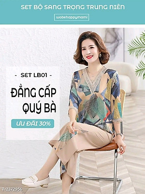 Đồ bộ trung niên cho bà cho mẹ, chất liệu Lụa Hàn mát, thấm hút mồ hôi, đồ bộ nữ kiểu set đi chơi , bộ đồ trung niên, Nesa Shop