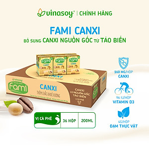 Thùng Sữa đậu nành Vinasoy Fami Canxi vị Cà Phê (200ml x 36 Hộp)