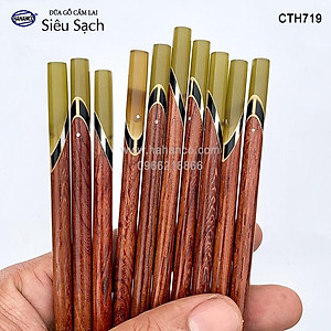 Đũa gỗ Cẩm Lai - Đầu Cẩm thạch chéo một màu (10 đôi/Hộp) CTH719 - Tặng hộp đẹp làm quà biếu