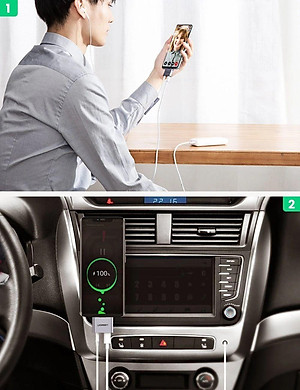 Ugreen UG70312CM193TK 2 trong 1 màu xám bộ chuyển USB type C ra 3.5mm audio và sạc nhanh cổng c chuẩn pd - HÀNG CHÍNH HÃNG