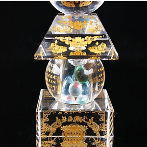 Tháp xá lợi pha lê trắng kèm đế đèn led đổi màu size 14.5cm và 20.5cm