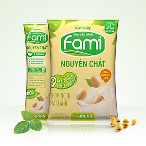Thùng Sữa đậu nành Vinasoy Fami Nguyên Chất ít đường (200ml x 40 bịch)