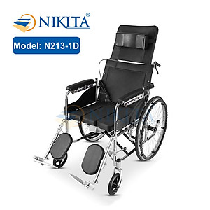 Xe lăn tay ngã lưng 6 nấc, có đệm và bô vệ sinh - NIKITA N213-1