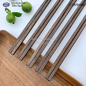 Đũa gỗ Tự nhiên trơn cao cấp (10 đôi) Chopstick of HAHANCO - CTH701MS - Sang trọng trên bàn ăn gia đình