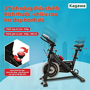 Xe đạp tập thể dục trong nhà Kagawa A8 khung sườn thép không rỉ cao cấp, tặng 5 quà tặng hot, Free Ship