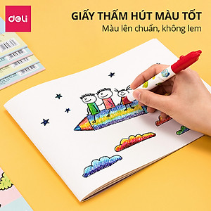 Vở Vẽ Học Sinh Tập Tô Màu Cho Bé A4 Deli - Sổ Tô Màu 60/100 Trang Sổ Vẽ Học Sinh Giấy Dày Mịn Chất Liệu An Toàn