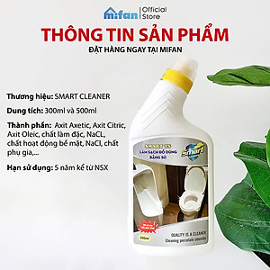 Làm Sạch Tẩy Trắng Đồ Dùng Bằng Sứ SMART TS - Bồn Cầu, Bồn Tắm, Bồn Rửa - Trắng Ngay Sau 5 Phút Không Cần Cọ Rửa - Tặng Kèm Chổi Lông -                      