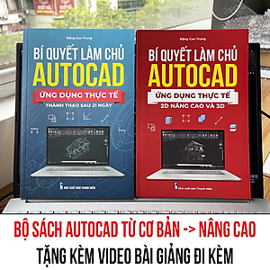 Sách Autocad - Bộ 2 Cuốn Từ Cơ Bản Đến Nâng Cao Xuất Bản Chính Hãng, Ứng Dụng Thực Tế, In Màu, Kèm Video Hướng Dẫn