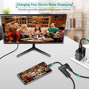 Hub sạc nhanh chia cổng 2 in 1 PD Type-C ra Type-C 3.0 và HDMI chuẩn 4K hiệu CHOETECH M03BK cho Macbook Pro / Smartphone - Hàng chính hãng