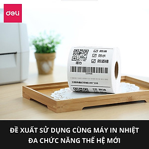 Giấy Decal Nhiệt In Nhãn, Minicode, Đơn Hàng TMĐT Deli -  Cuộn 325 Tờ 10x15cm - Dùng Cho Bill, Mã Vạch, Hóa Đơn, Livestream, Kinh Doanh Online - Không Phai Mực - Hàng Chính Hãng - 12308
