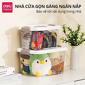 Hộp Nhựa Đựng Đồ Trong Suốt Có Nắp Gài DELI - Thùng Nhựa Đa Năng Quần Áo, Đồ Chơi Sách