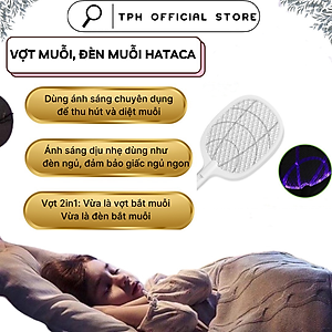 Vợt muỗi kiêm đèn bắt muỗi 2 trong 1 Hataca ( Hàng chính hãng)