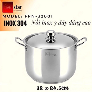 Nồi Inox 304 3 Đáy Roman Fivestar Nắp Inox Thân Cao