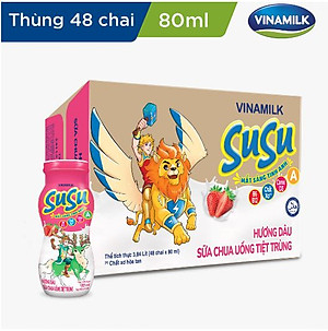 Sữa chua uống hương dâu Vinamilk Susu - Thùng 48 chai 80ml