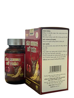 Sâm nhung bổ thận Kingphar, lọ 60 viên, tăng cường chức năng thận cho nam và nữ