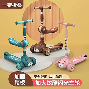 Xe trượt scooter cho trẻ em có  đèn, ghế ngồi 2in1 có giỏ đồ mẫu mới - Xe đồ chơi cho bé