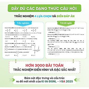 Sách ôn thi đánh giá năng lực Hà Nội HSA 2025 - Tổng ôn phần toán học và xử lý số liệu Moonbook