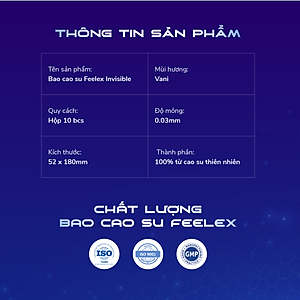 Bao cao su cao cấp OZO Feelex Invisible Cool - Hộp 10 bcs