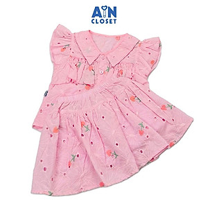 Bộ áo váy ngắn bé gái họa tiết Hồng Thêu cotton boi - AICDBGCAKEI2 - AIN Closet
