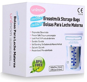 Túi Trữ Sữa Unimom 210ml 60 Túi BPA Free, Hai Lớp Chắc Chắn, Khóa Zipper