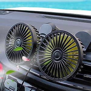Quạt ô tô thông minh, quạt đôi đa năng xe hơi 12v, 24v xoay 360 tiện ích cao cấp mẫu mới loại tốt gió mạnh, phụ kiện ô tô