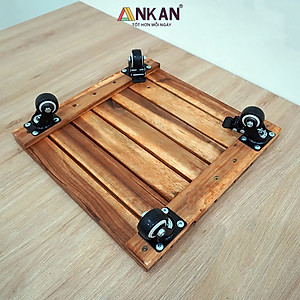 Đế Đôn Chậu Cây Có Bánh Xe Cao Cấp ANKAN Hình Vuông Màu Vàng 35x35 Cm Tải trọng 150 Kg Gỗ Tràm Bông