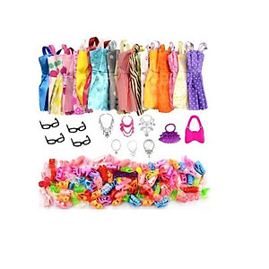 Bộ 32 Chi Tiết Phụ Kiện Thời Trang Búp Bê Đồ Chơi (10 Giầy+10 Váy+6 Vòng+4 Kính +2 Túi)