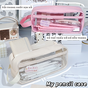 Hộp Đựng Bút Trong Suốt PaKaSa Có Quai Xách Tặng Kèm Nhiều Hình Dán Sticker Trang Trí Dễ Thương - Chính Hãng
