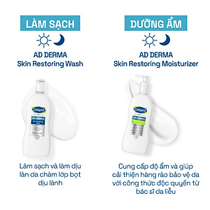 Combo Sữa tắm và kem dưỡng ẩm cho viêm da cơ địa Cetaphil Pro AD Derma Wash 295ml + Cetaphil Pro AD Derma Moisturizer 295ml