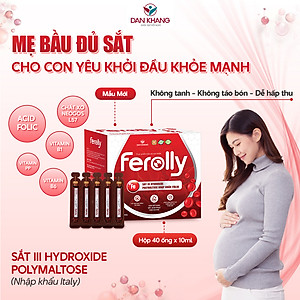 (Mẫu mới) Ống bổ sung sắt acid folic không tanh, không táo bón Ferolly Dân Khang cho mẹ bầu và người thiếu máu