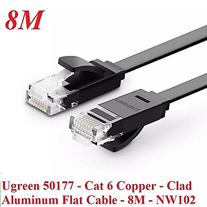 Ugreen UG50177NW102TK 8M màu Đen Cáp mạng LAN CAT6 dây dẹt - HÀNG CHÍNH HÃNG