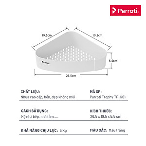 Kệ nhà tắm để đồ đa năng, giá để đồ vật dụng góc nhà tắm nhà bếp cao cấp Parroti Trophy TP-G01